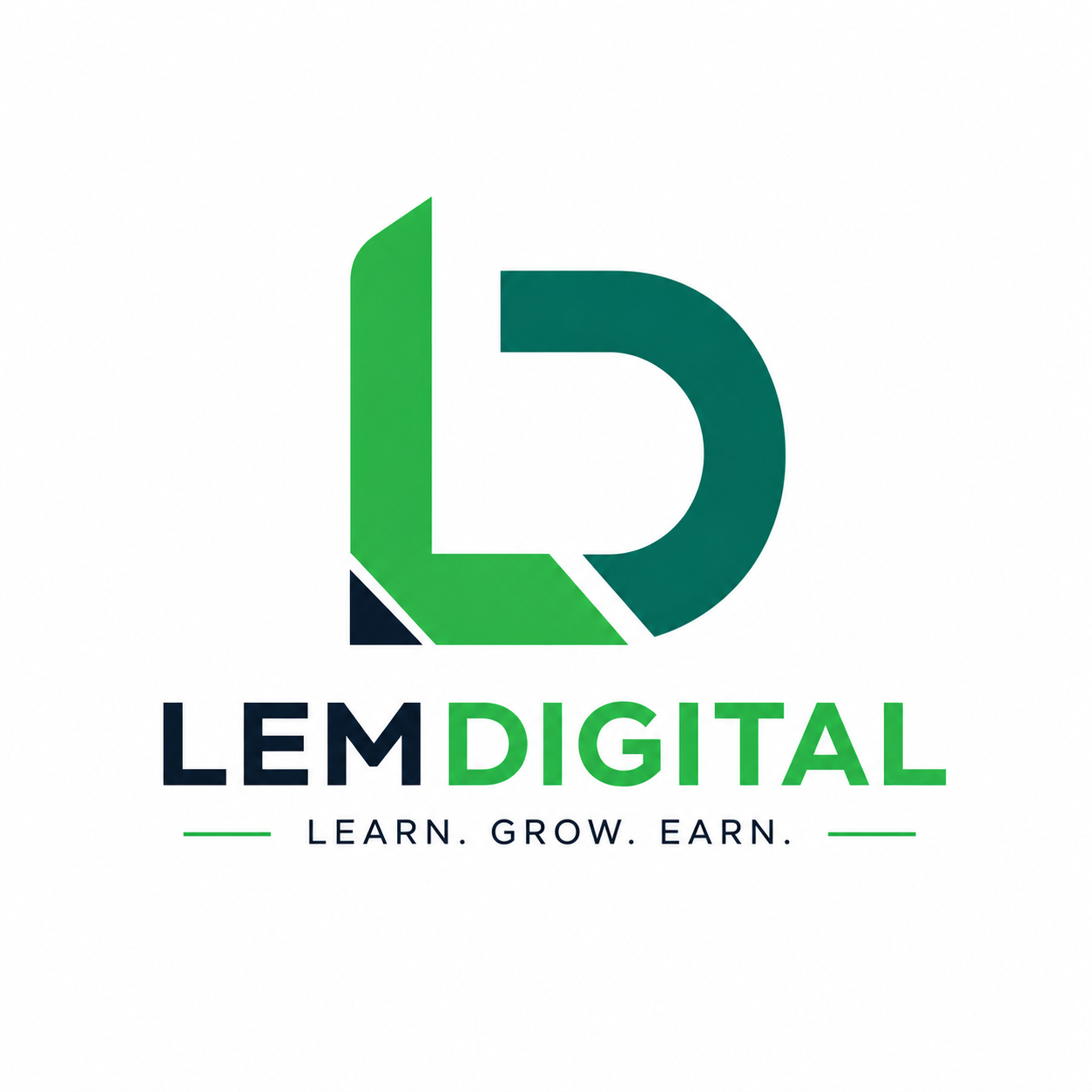 Lem Digital logo with Learn. Grow. Earn. tagline